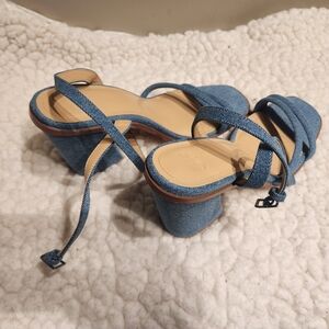JustFab Blue Denim Platform Sandals. Never Worn